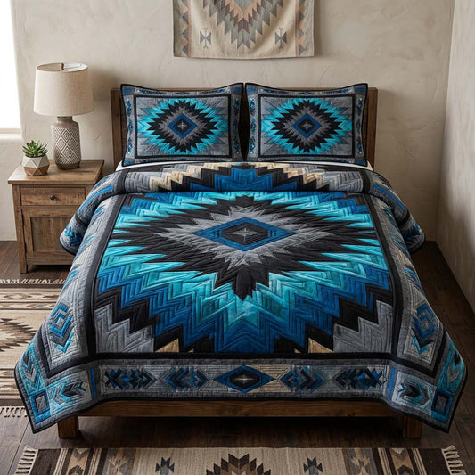Arctic Blue Star 3-Piece Quilted Bedding Set NCU0DQQ0705