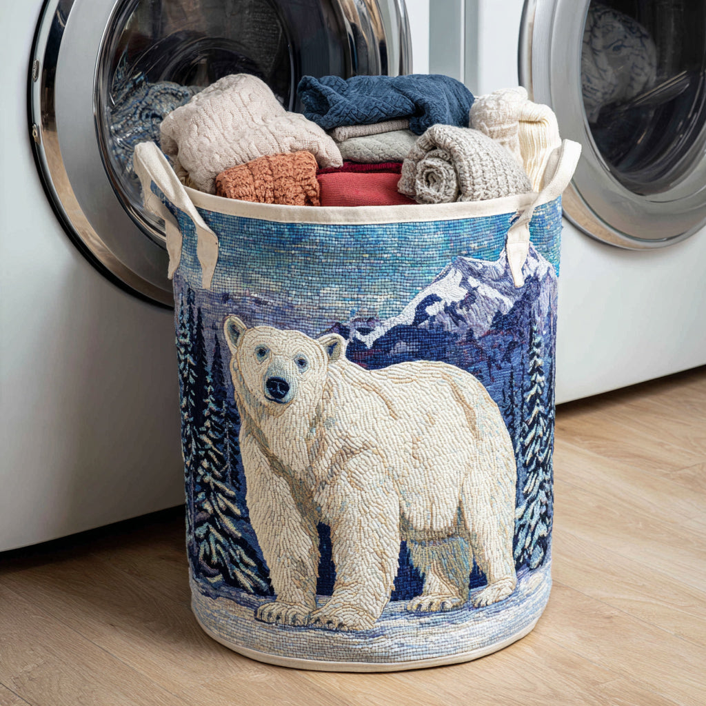 Arctic Polar Bear Quilted Laundry Basket NCU0HNH510