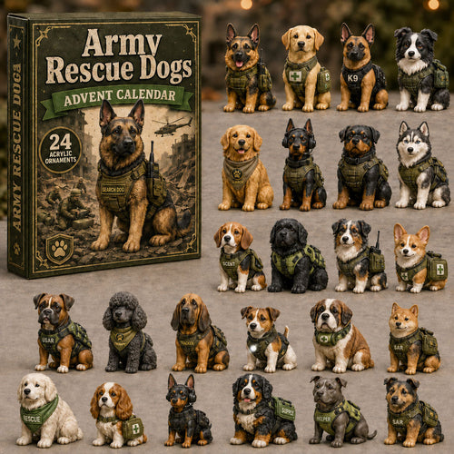 CHRISTMAS KICKOFF 40% OFF - Army Rescue Dogs Advent Calendar 2026 - 24-Day Festive Countdown, Acrylic Charms Blind Box - Gift For Dog Lovers AC0NT041