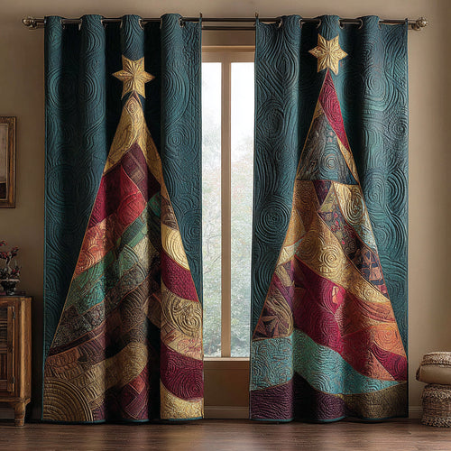 Artful Christmas Tree Quilted Curtains NCU0HNH580