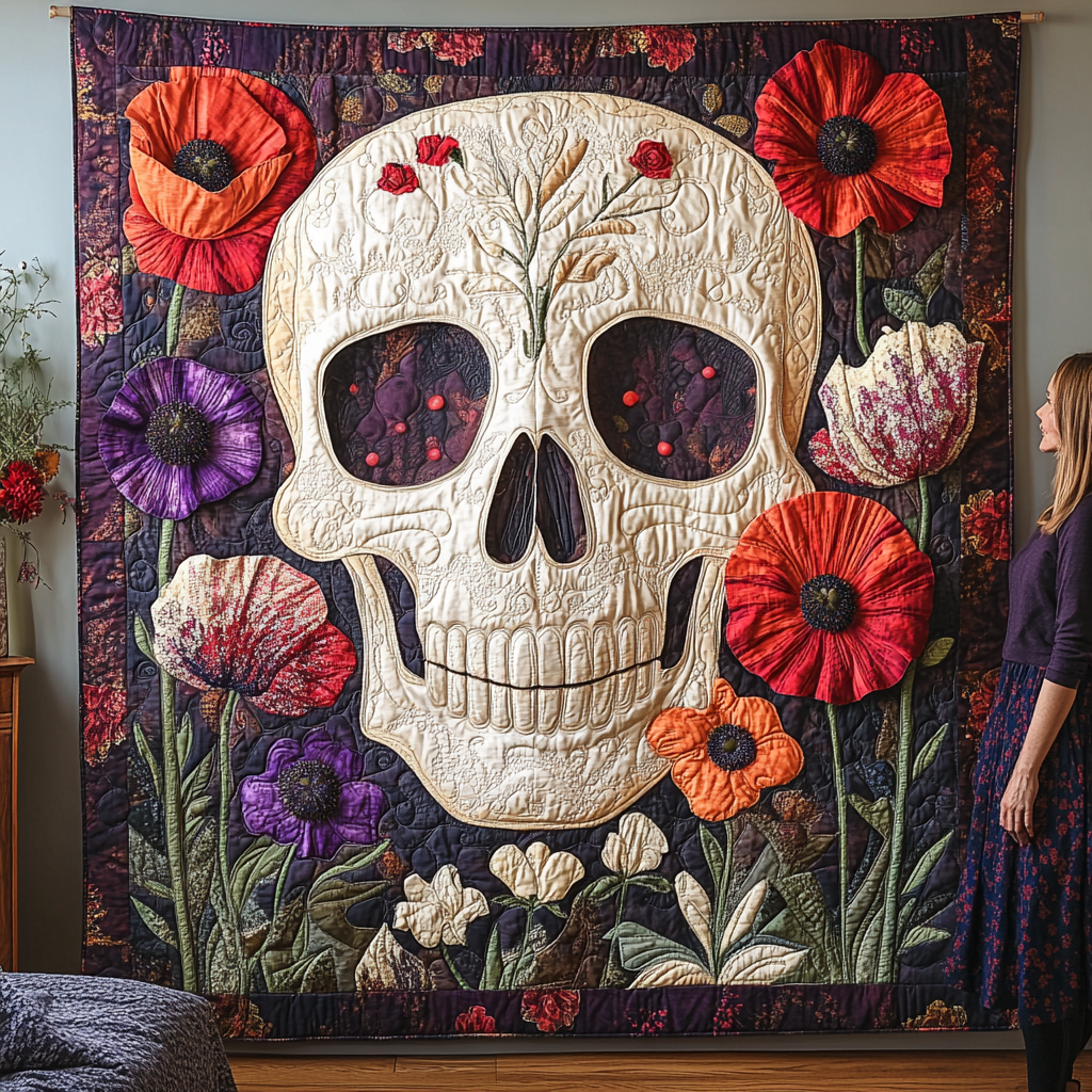 Artful Skull Quilted Blanket NCU0TL1905