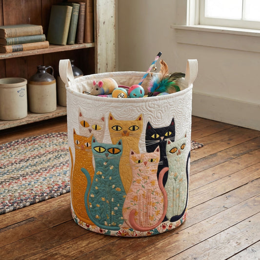 Artistic Cat Harmony Quilted Laundry Basket NCU0PTT3031