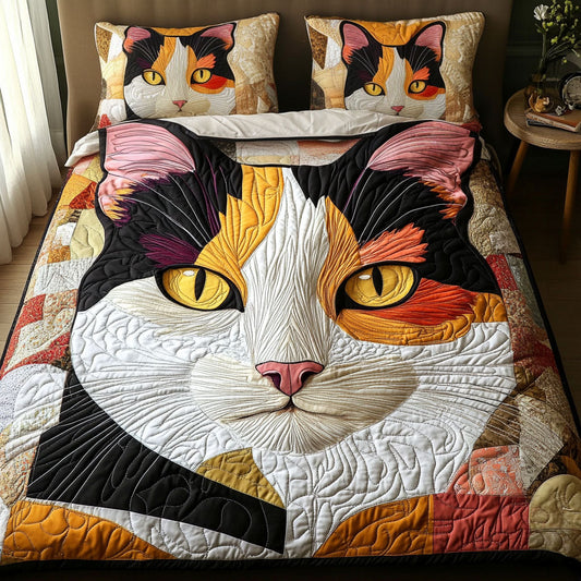 Artistic Feline Vision 3-Piece Quilted Bedding Set NCU0NNT596