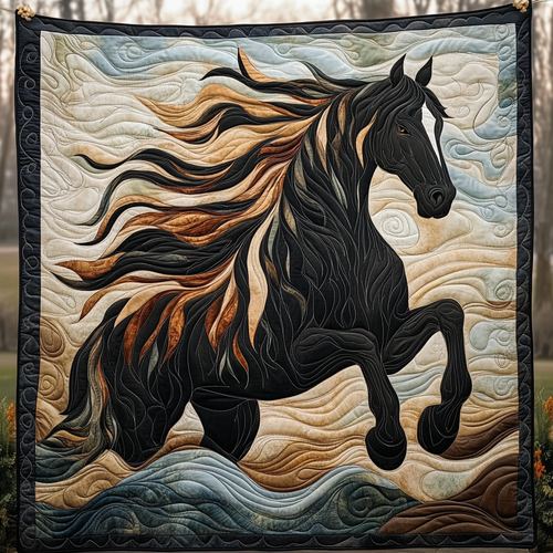 Artistic Mystical Steeds Quilted Blanket NCU0PD523