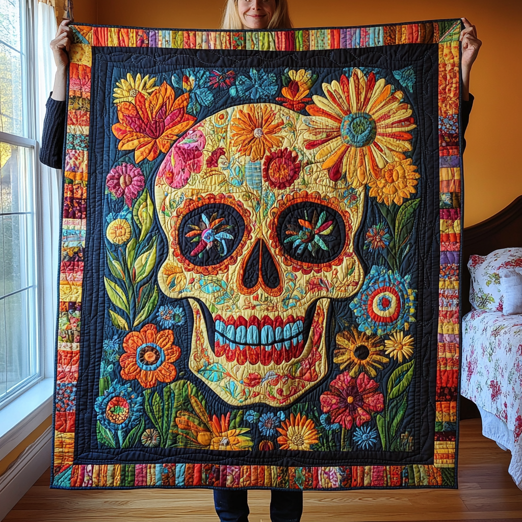 Artistic Skull Quilted Blanket NCU0TL1937