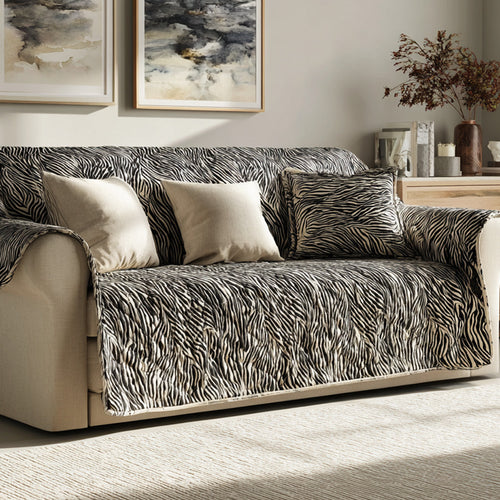 Ash Zebra Quilted Sofa Cover NCU0LDH727