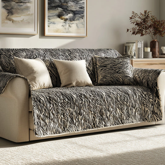Ash Zebra Quilted Sofa Cover NCU0LDH727