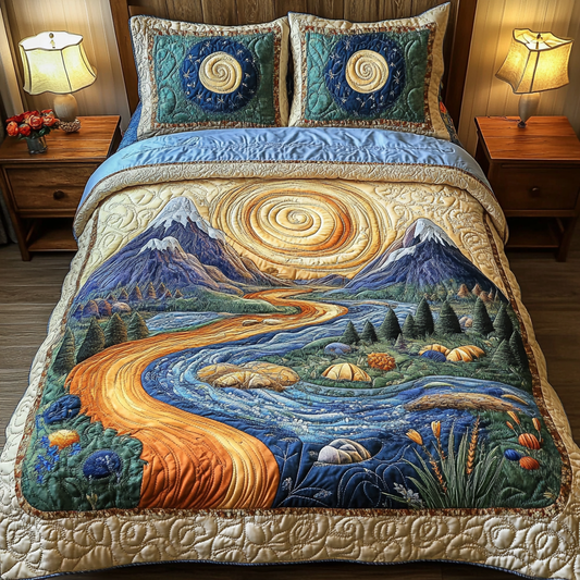Aurora Pathway 3-Piece Quilted Bedding Set NCU0DDK121