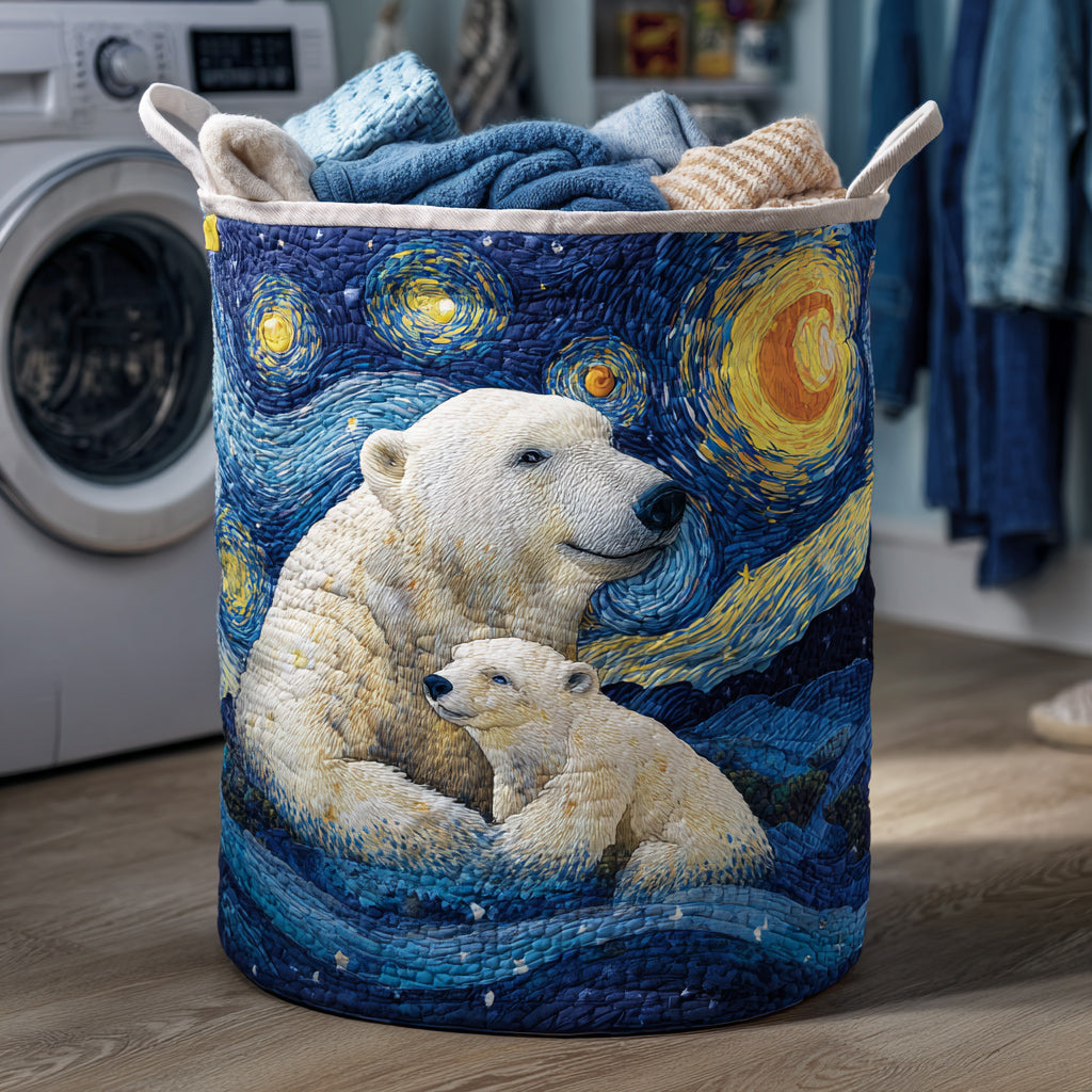 Aurora Polar Bear Quilted Laundry Basket NCU0HNH511