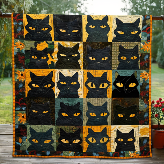 Autumn Black Cats Quilted Blanket NCU0TH268