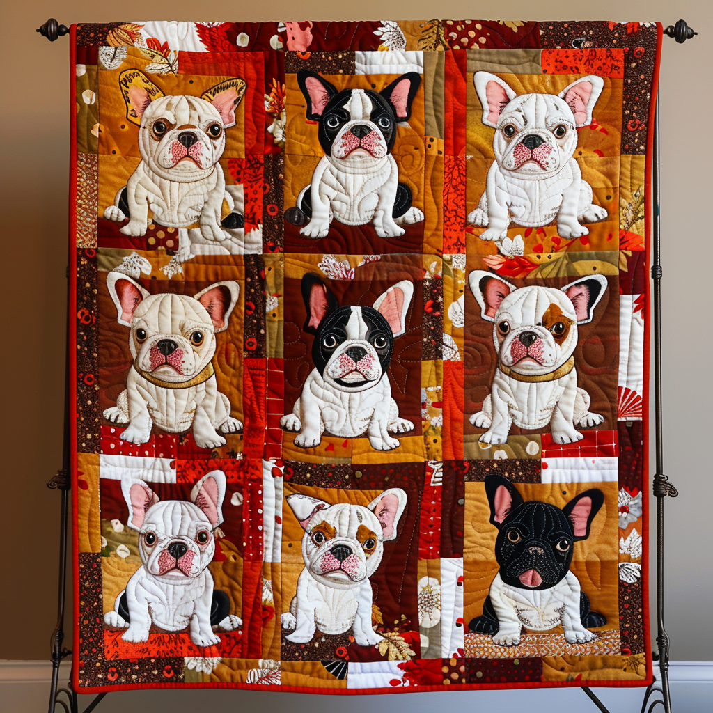 Autumn French Bulldog Quilted Blanket NCU0DK267