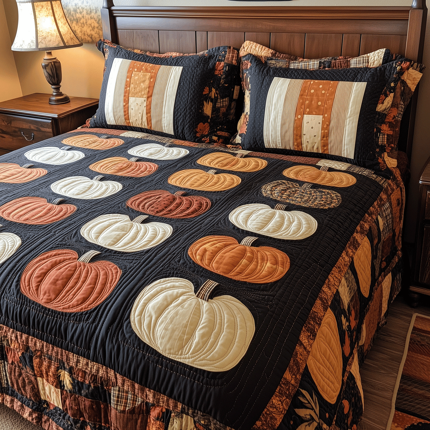 Autumn Pumpkins 3-Piece Quilted Bedding Set NCU0TH1960