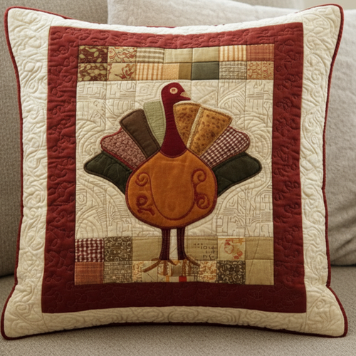 Autumn Turkey Quilted Pillow Case NCU0NNT1874