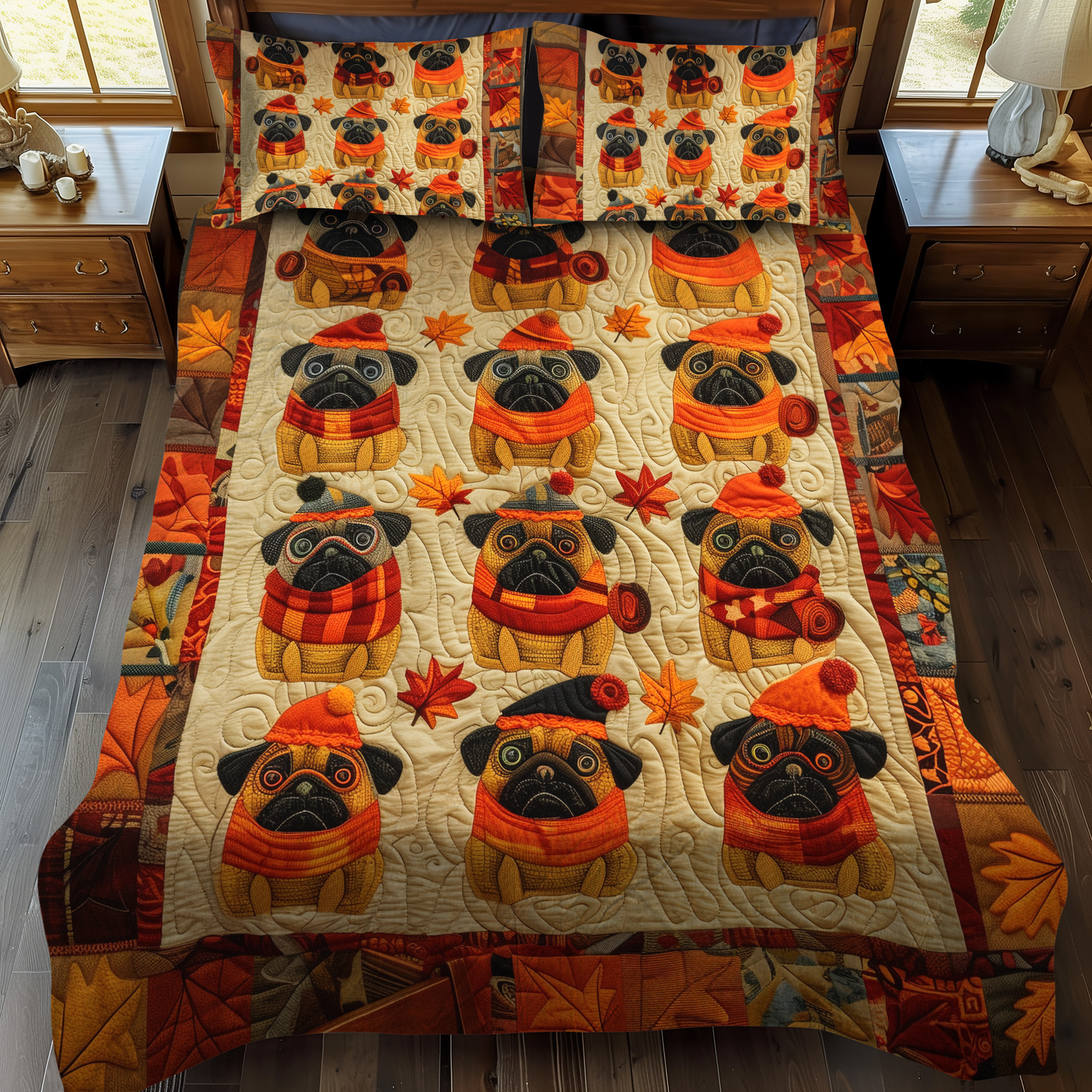 Pug 3-Piece Quilted Bedding Set NCU0VT22