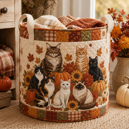 Autumn Whiskers Quilted Laundry Basket NCU0DV2348