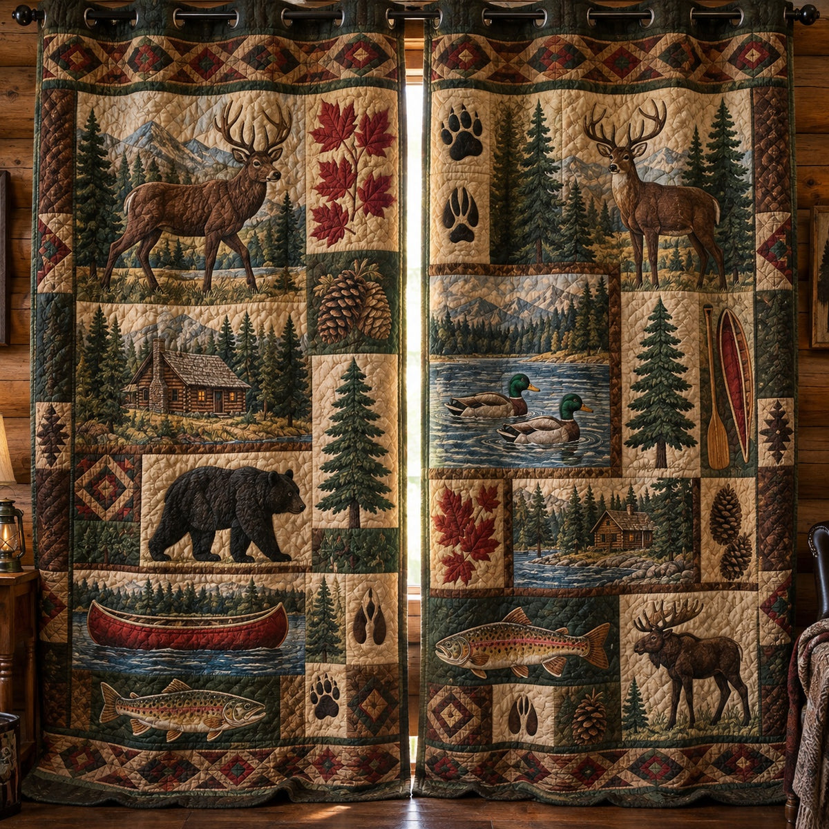 Autumn Angler Retreat Quilted Curtains NCU0PVL1148