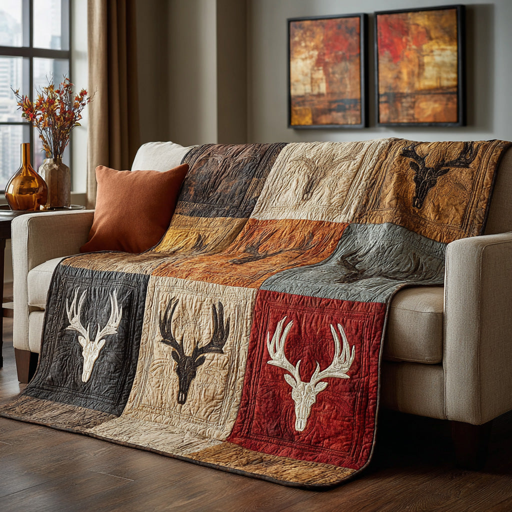 Autumn Antler Quilt Quilted Blanket NCU0LDH873