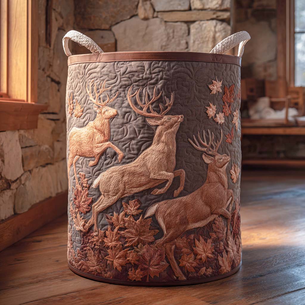 Deer Quilted Laundry Basket NCU0QN047
