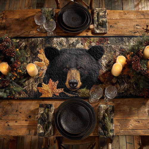 Autumn Bear Walk Quilted Table Runner NCU0HNH418