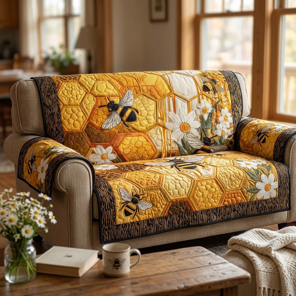 Autumn Bee Bloom Quilted Sofa Cover NCU0HNH1163