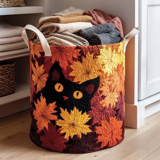 Autumn Black Cat Quilted Laundry Basket NCU0HNH032