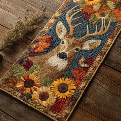 Autumn Bloom Buck Quilted Table Runner NCU0NXD566