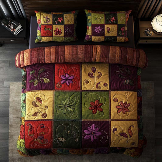 Autumn Bloom Dance 3-Piece Quilted Bedding Set NCU0NNT930