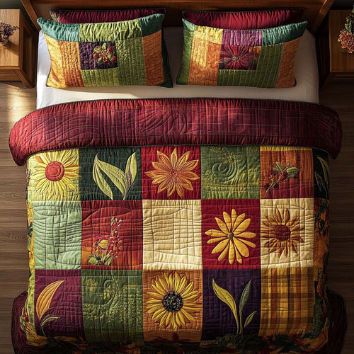 Autumn Blossom Joy 3-Piece Quilted Bedding Set NCU0NNT931
