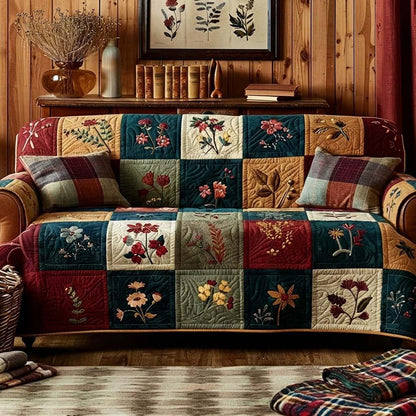 Autumn Blossom Patchwork Quilted Sofa Cover NCU0DQQ0454