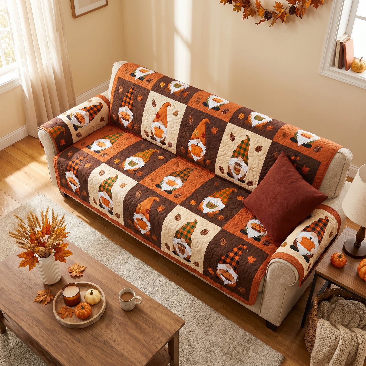 Autumn Breeze Quilted Sofa Cover NCU0NTD2015