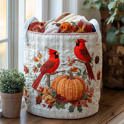 Autumn Cardinal Glow Quilted Laundry Basket NCU0DV818