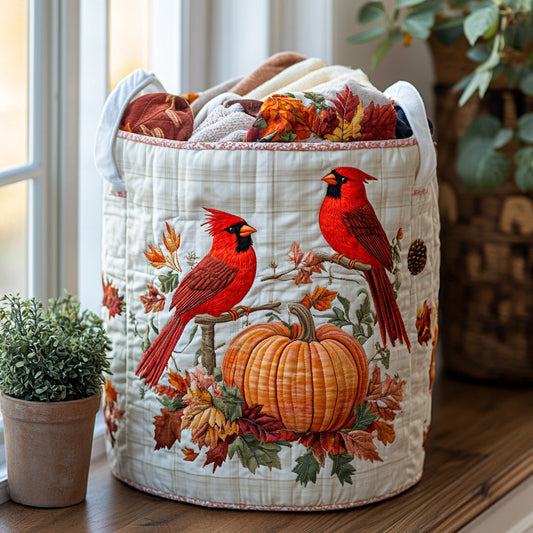 Autumn Cardinal Glow Quilted Laundry Basket NCU0DV818
