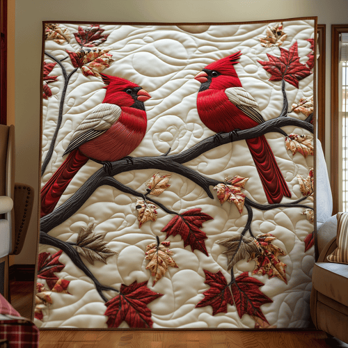 Autumn Cardinal Quilted Blanket NCU0DV1141