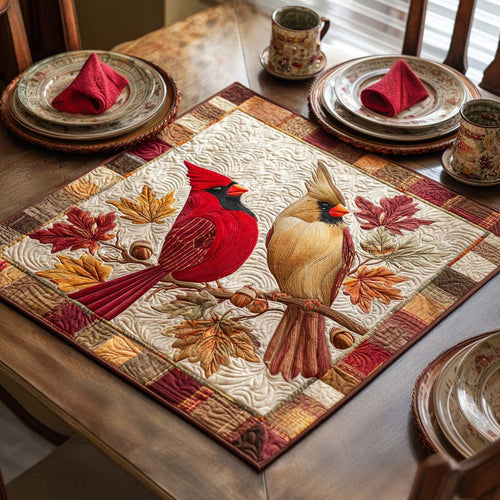Autumn Cardinals Quilted Table Topper NCU0NNT1159