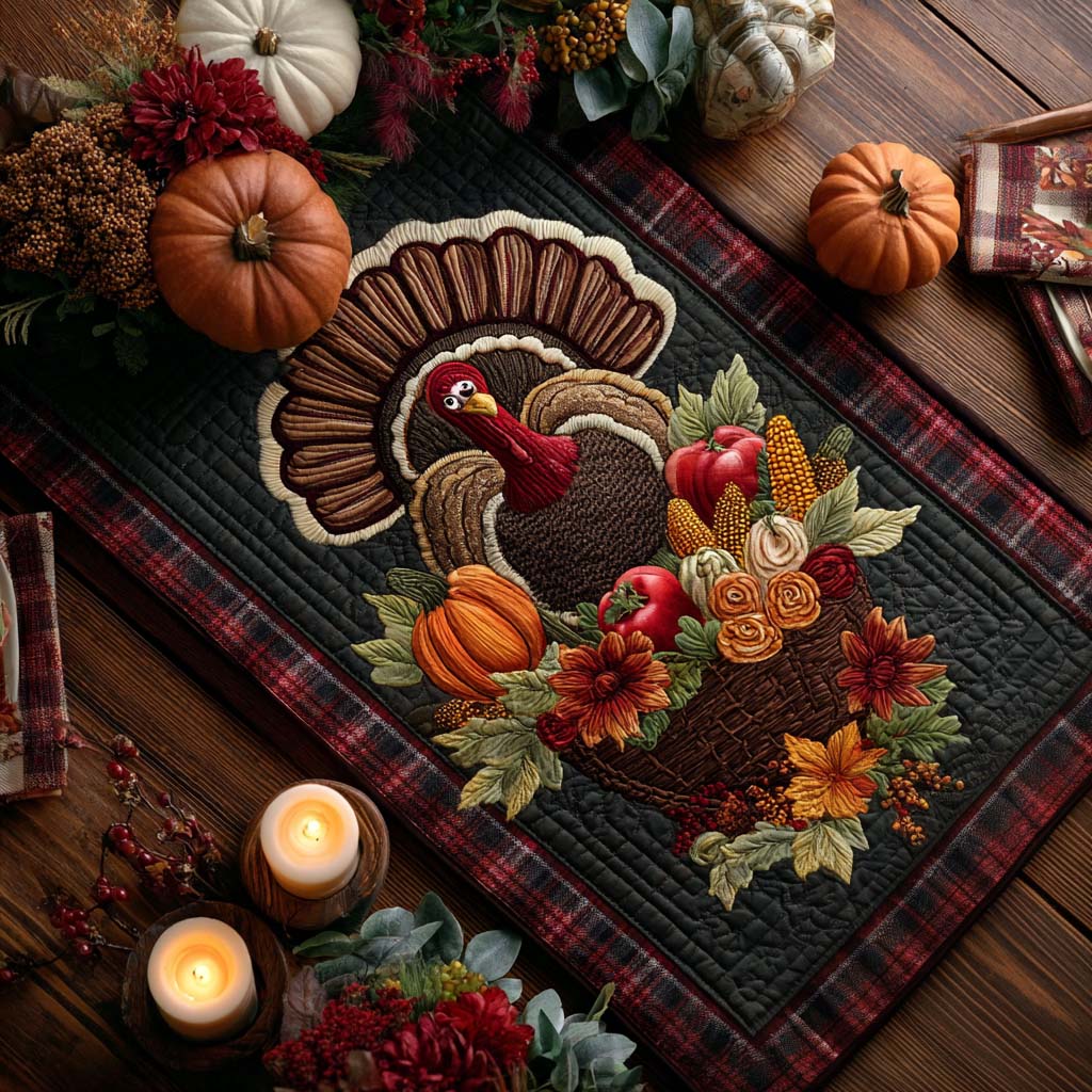 Autumn Cornucopia Quilted Table Runner NCU0PTT1588
