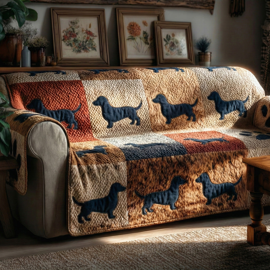 Autumn Dachshunds Quilted Sofa Cover NCU0LDH373