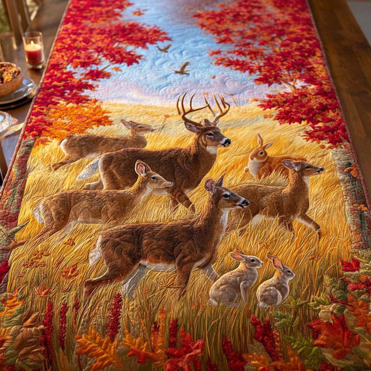 Autumn Deer Quilted Table Runner NCU0NNT1906
