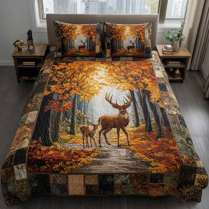Autumn Deer Trail 3-Piece Quilted Bedding Set NCU0HNH307