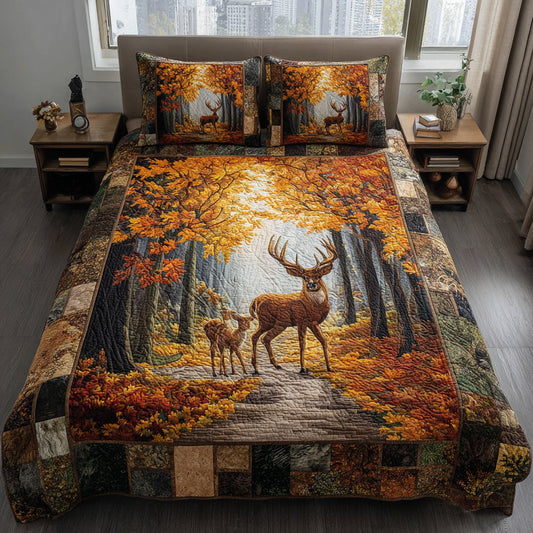 Autumn Deer Trail 3-Piece Quilted Bedding Set NCU0HNH307
