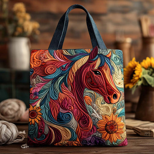 Autumn Ember Stallion Quilted Tote Bag NCU0NXD799