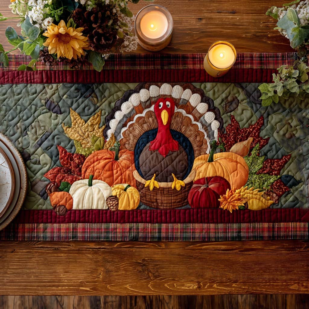 Autumn Feast Quilted Table Runner NCU0PTT1589