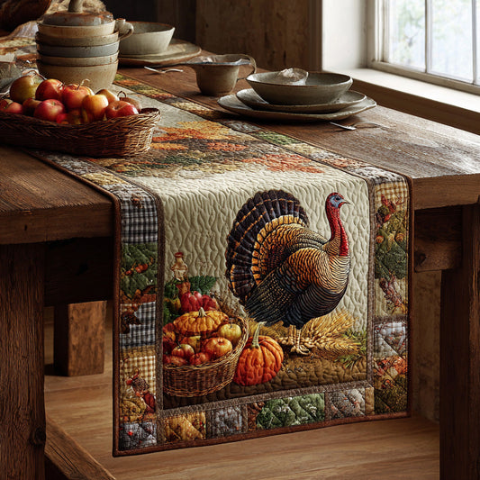 Autumn Feast Turkey Quilted Table Runner NCU0DV1074
