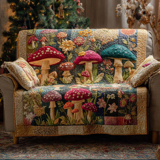 Autumn Fungi Garden Quilted Sofa Cover NCU0NXD1145