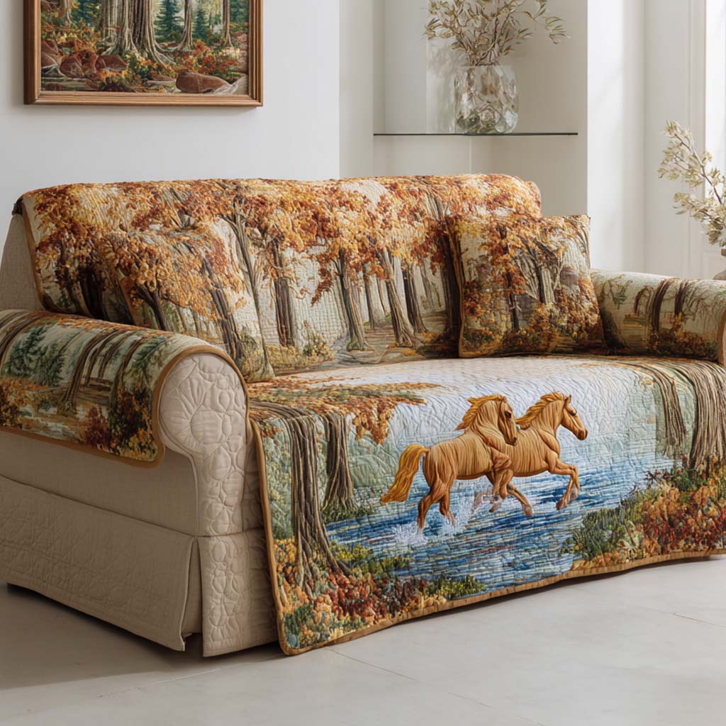 Autumn Gallop Quilted Sofa Cover NCU0NXD1341