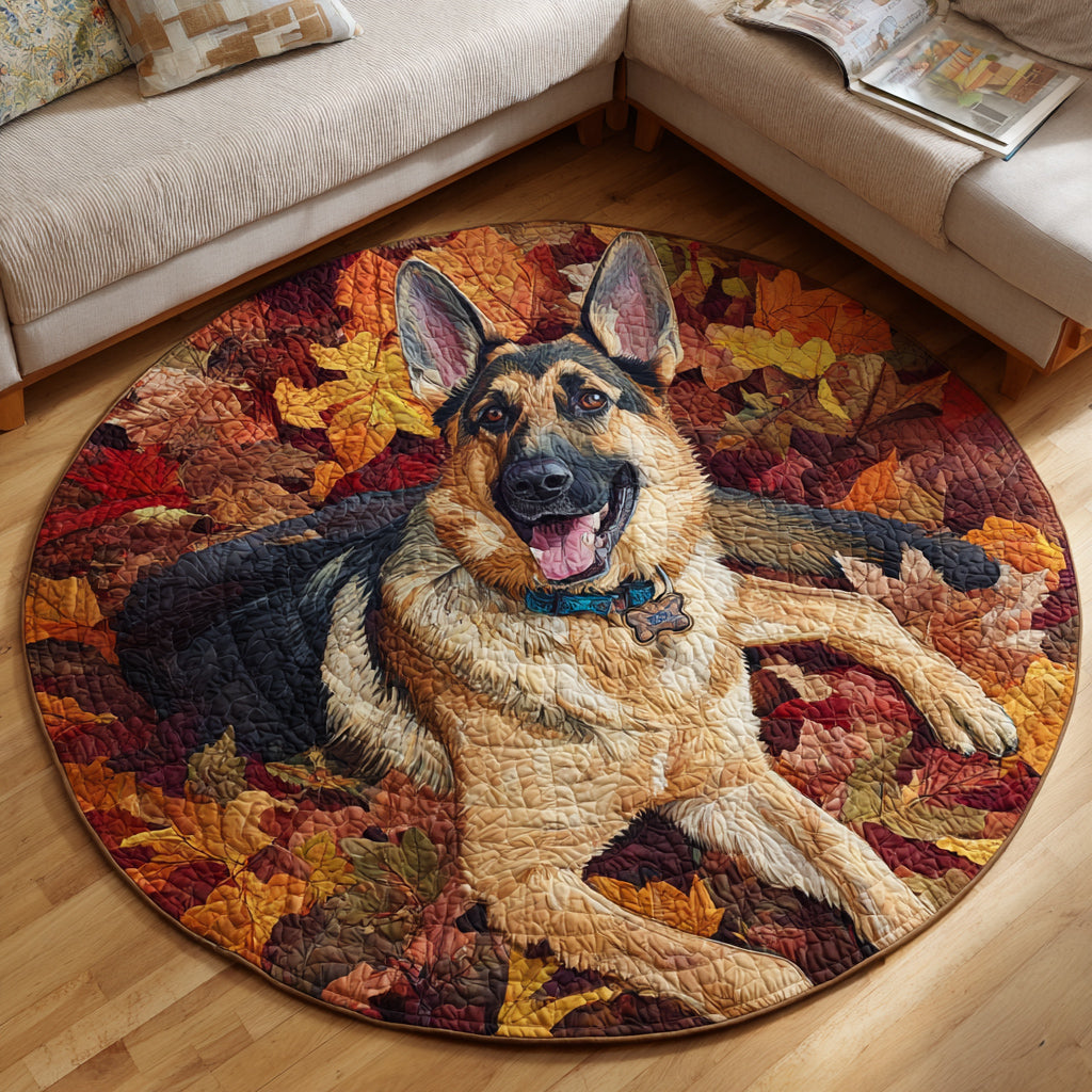 Autumn German Shepherd Quilted Round Mat NCU0HNH317