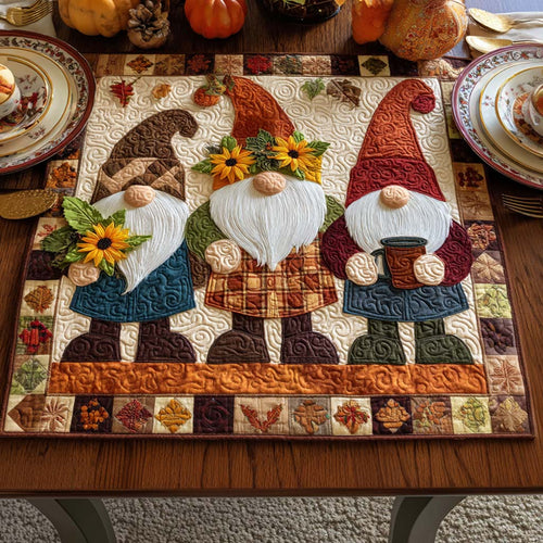 Autumn Gnome Dance Quilted Table Topper NCU0NNT1220