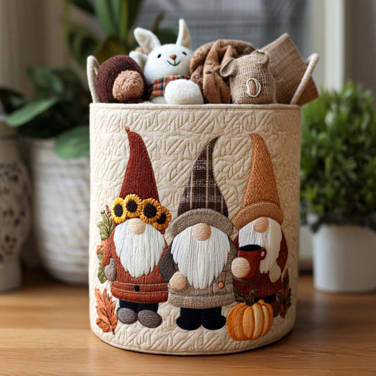 Autumn Gnome Days Quilted Laundry Basket NCU0NNT1370