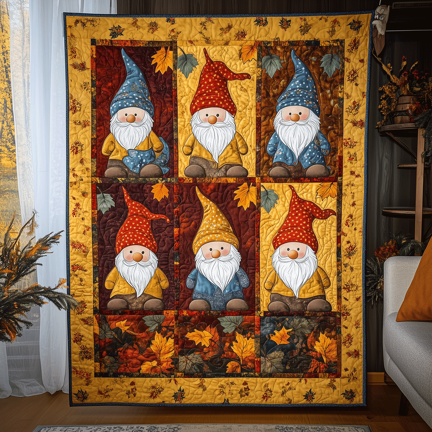 Autumn Gnome Magic Quilted Blanket NCU0TH1871