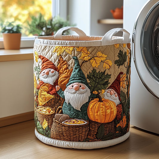 Autumn Gnome Quilted Laundry Basket NCU0DDK882