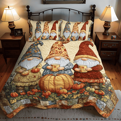 Autumn Gnomes 3-Piece Quilted Bedding Set NCU0TH1879